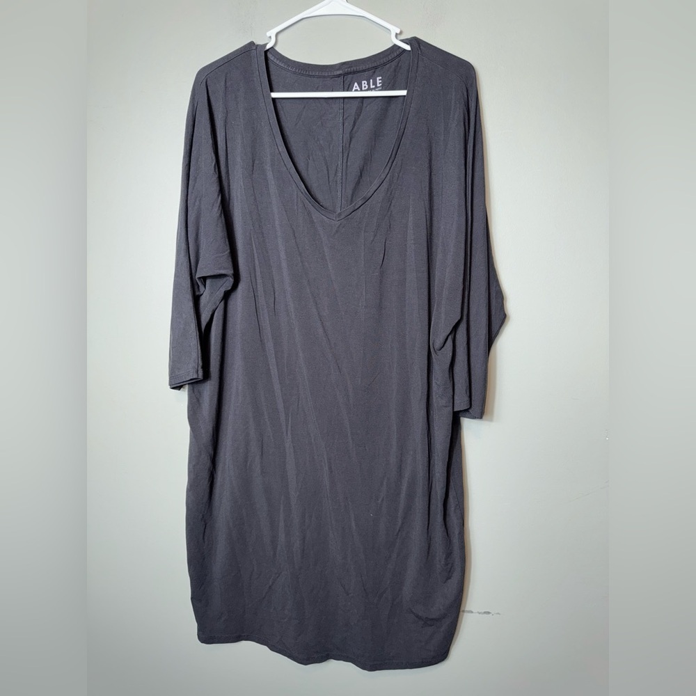 ABLE Women’s Black V-Neck Dress Modal/Pima
cotton Blend Size Large